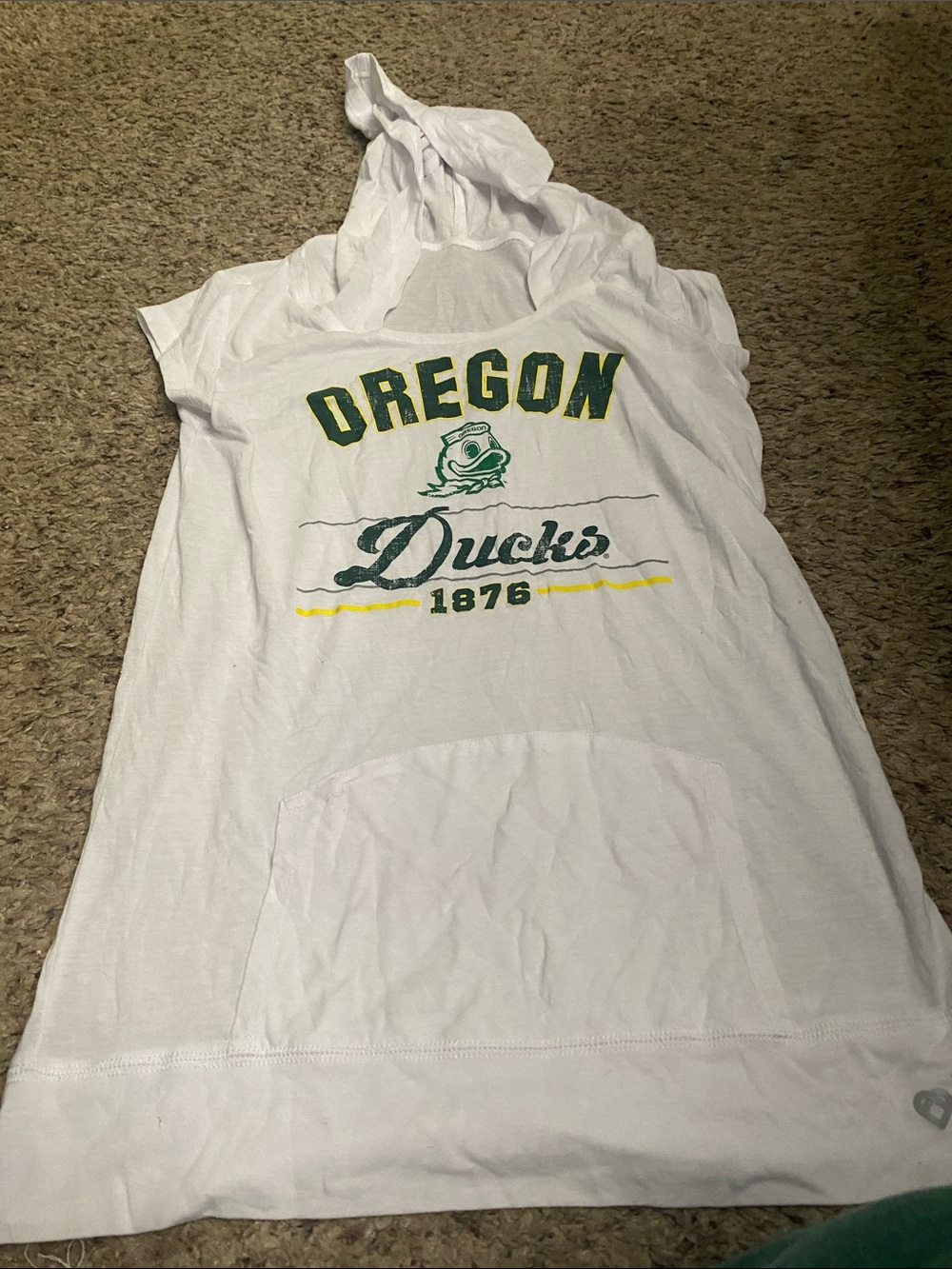 Oregon Ducks White Hooded Short Sleeve Tee